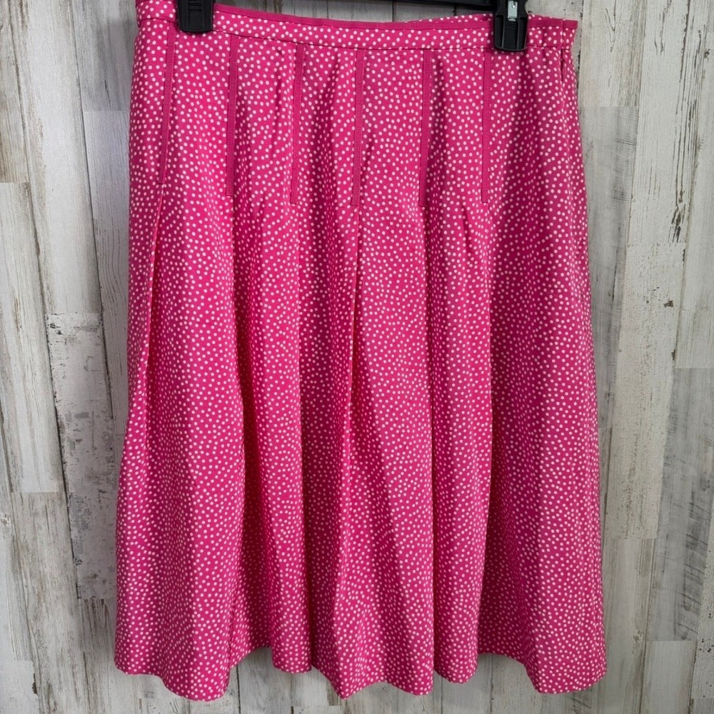 VTG 90S Y2K Pendleton Skirt Women 12 Pink Polka Dot 100% Silk Pleated Flowy Midi